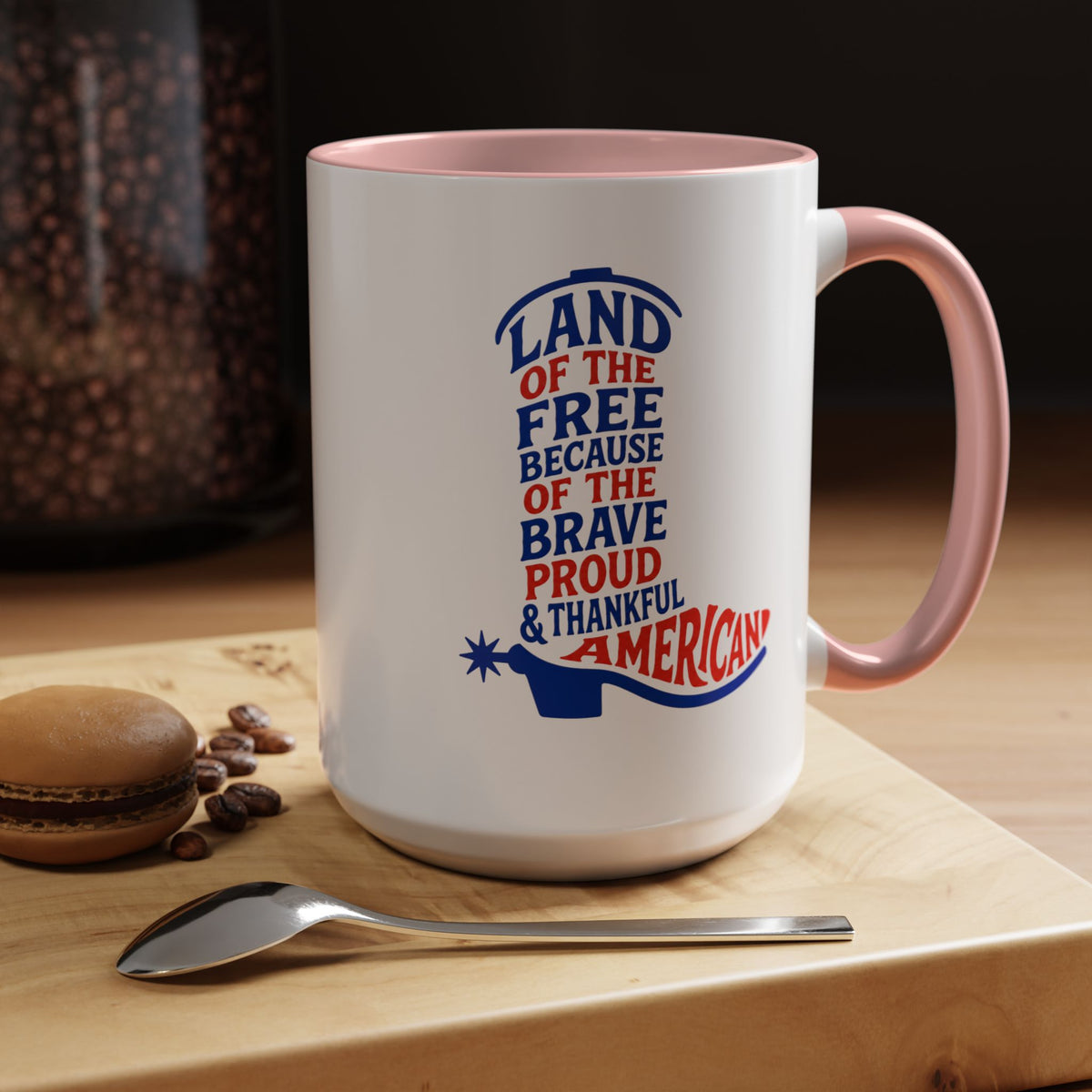Land of the Free Because of the Brave Mug, Patriotic American Coffee Mug, Proud and Thankful USA Gift, Veteran Family Cup
