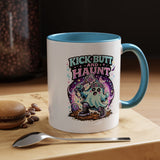 Kick Butt and Haunt Mug, Cute Pastel Ghost Black Accent Coffee Cup, Unique Funny Halloween Gift for Her, Spooky Bestie or Pastel Goth