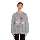 Personalized Hunting Sweatshirt, Custom Deer American Flag Pullover, Patriotic Outdoorsman Crewneck, Hunter Gift, Personalized Family Shirt