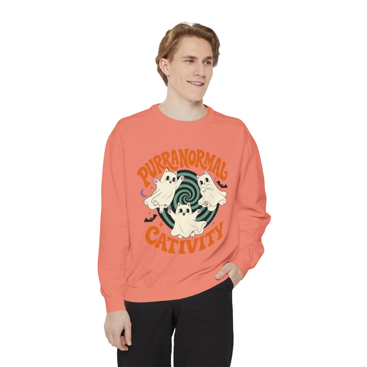 Purranormal Cativity Sweatshirt, Funny Halloween Cat Crewneck, Ghost Kitty Shirt for Cat Lover, Spooky Season Gift, Cute Fall Outfit