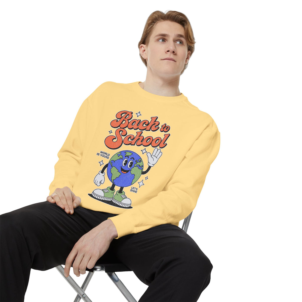 Back to School Earth Sweatshirt, Retro Globe Graphic Pullover, Teacher First Day Outfit, Student Gift, Classroom Crewneck, Educator Gift