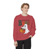 Funny Halloween Ghost Sweatshirt, Where My Boos At Party Pullover, Spooky Season Drinking Gift for Beer Lover, Adult Costume Party Outfit