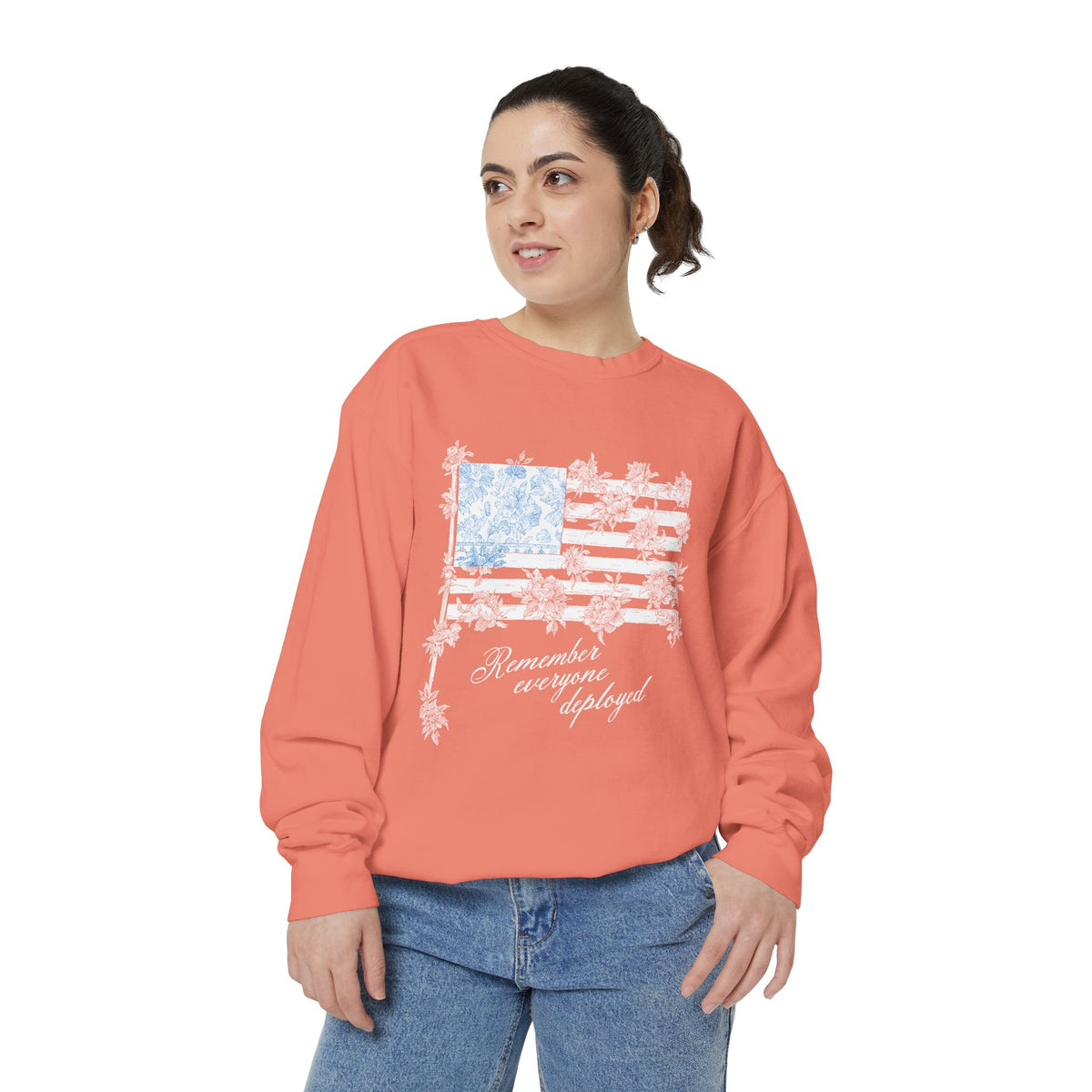 Military Deployment Comfort Colors Sweatshirt, Remember Everyone Deployed Crewneck, Patriotic Floral American Flag Sweatshirt, Support Our Troops Pullover