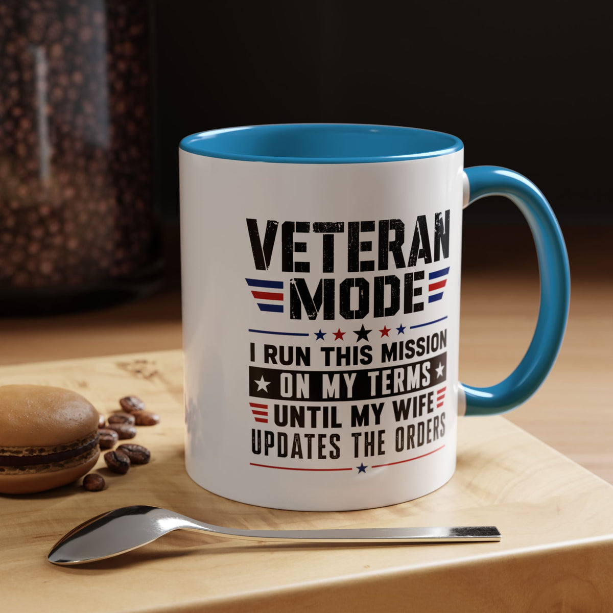 Funny Veteran Husband Mug, Veteran Mode Wife Updates Orders Coffee Cup, Military Spouse Gift for Retired Soldier, Anniversary or Birthday