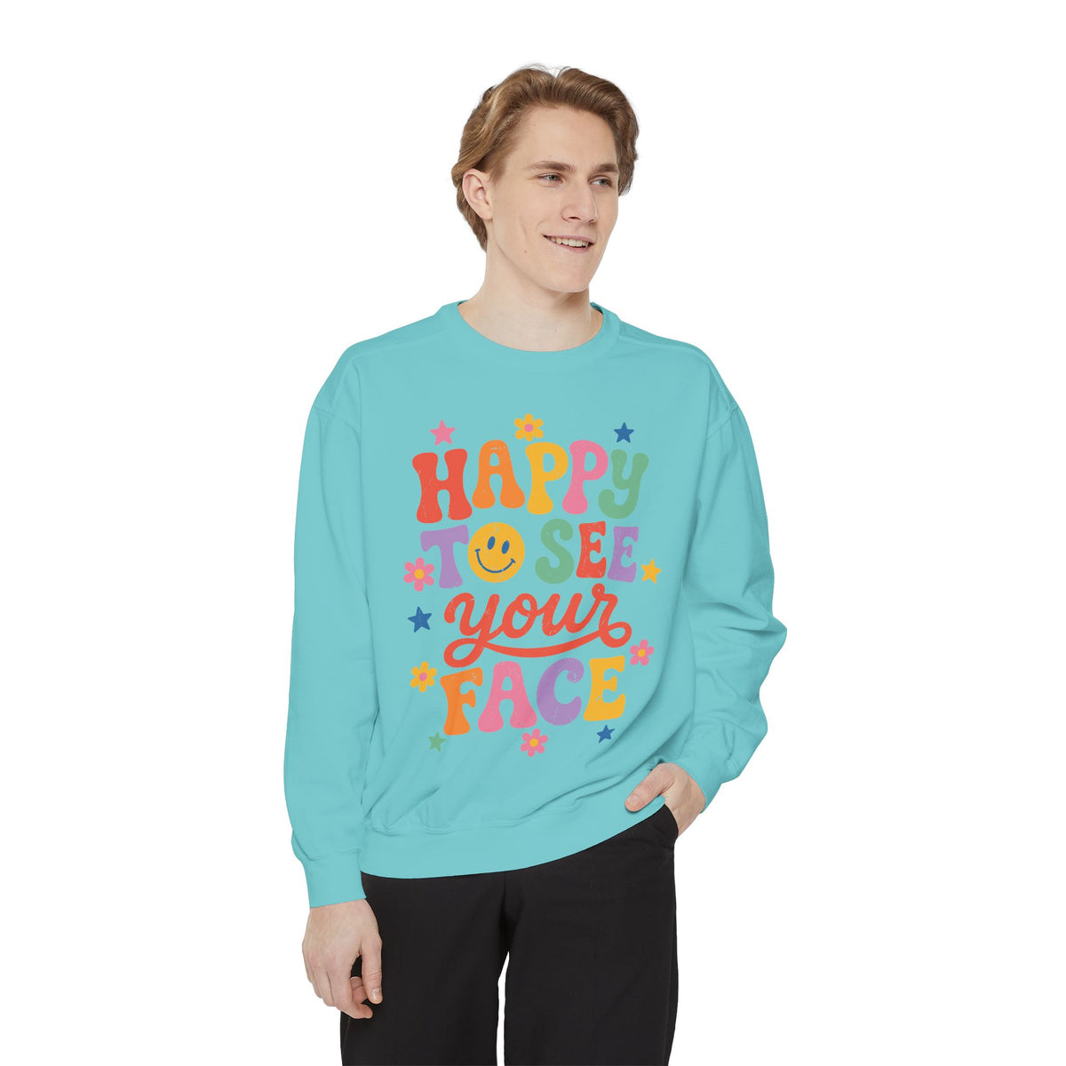 Happy to See Your Face Sweatshirt, Colorful Teacher Crewneck, Retro Classroom Shirt, Back to School Outfit, Educator Appreciation Gift