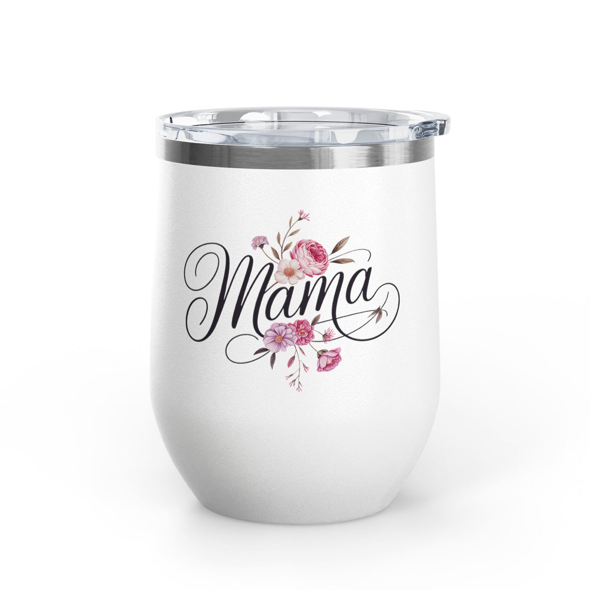 Mama Wine Tumbler, Floral Mom Gift, Mothers Day Wine Cup, Flower Drinkware for Mom, Mama Gift, Birthday Gift for Mother