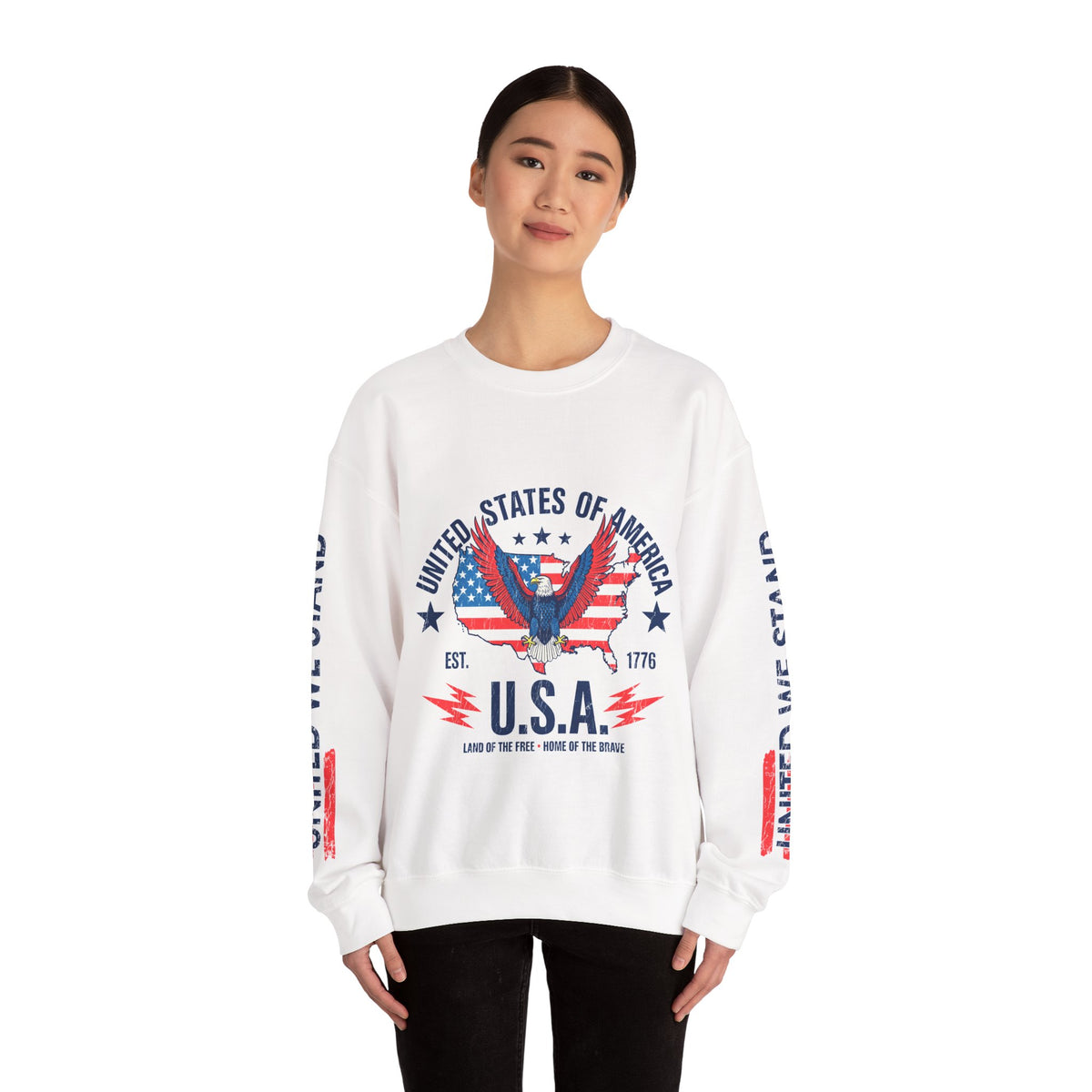 United We Stand Sweatshirt, American Eagle USA Pullover, Patriotic Flag Top, Vintage Americana Clothing, Fourth of July Gift for Women