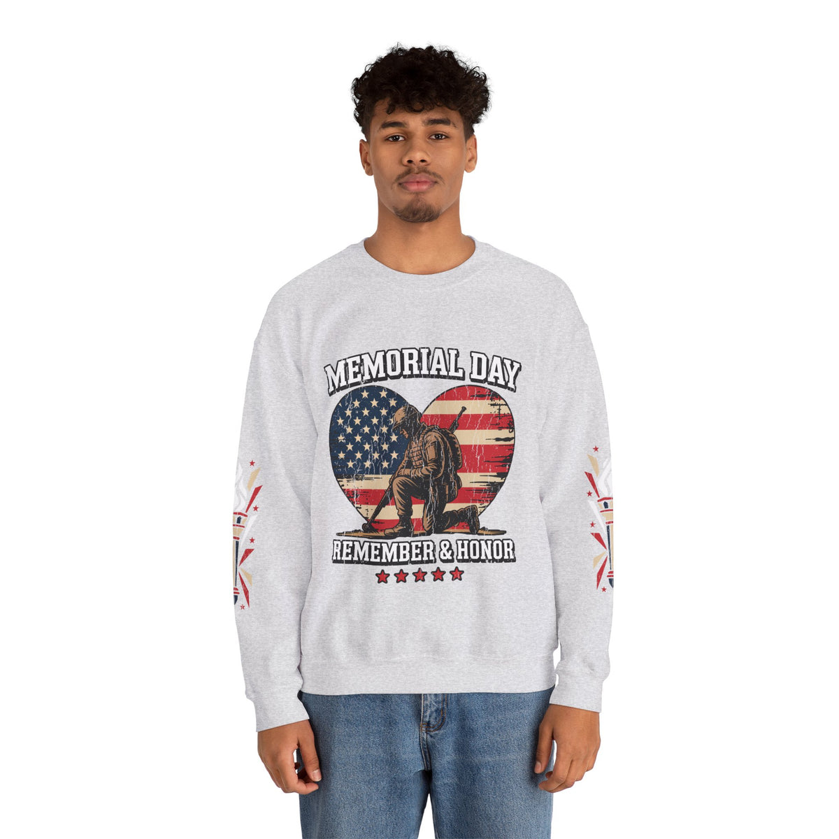 Memorial Day Sweatshirt, Patriotic Military Pullover, Remember and Honor American Flag Crewneck, Veteran Gift, Memorial Day Shirt
