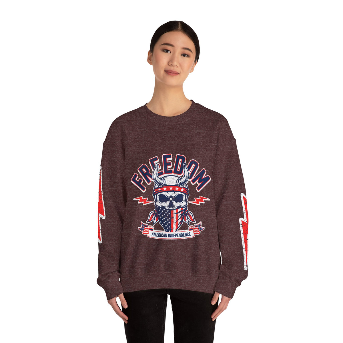 Freedom American Independence Sweatshirt, Patriotic Skull Crewneck, USA Flag Pullover, Fourth of July Outfit, Americana Gift for Him