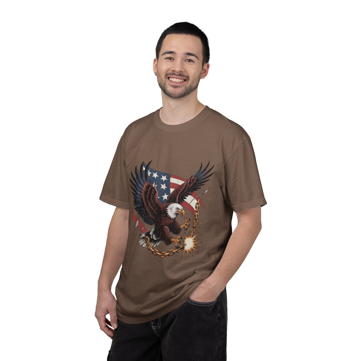 Patriotic Eagle Shirt, American Flag T Shirt, Bald Eagle Military Tee, Veteran Gift, USA Graphic Shirt, Fourth of July Patriotic Top