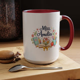 Personalized Teacher Coffee Mug, Custom Teacher Name Gift, Floral Teacher Mug, Teacher Appreciation Present, Classroom Gift