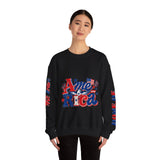 America Graphic Sweatshirt, Vintage USA Pullover, Patriotic American Flag Top, Fourth of July Outfit, Americana Gift for Women