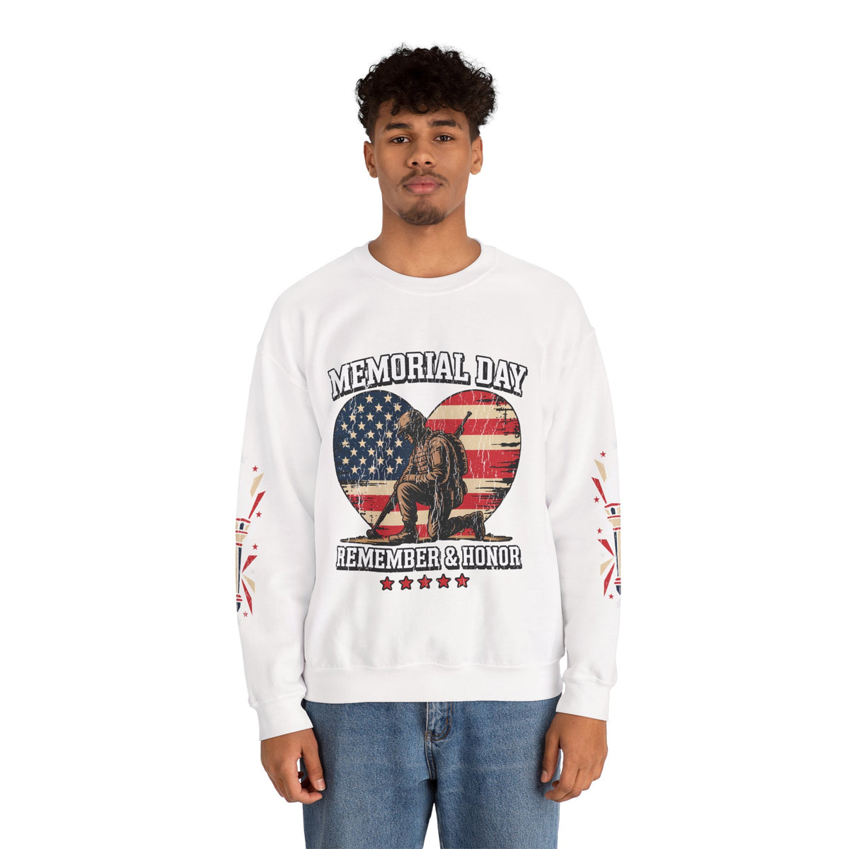 Memorial Day Sweatshirt, Patriotic Military Pullover, Remember and Honor American Flag Crewneck, Veteran Gift, Memorial Day Shirt