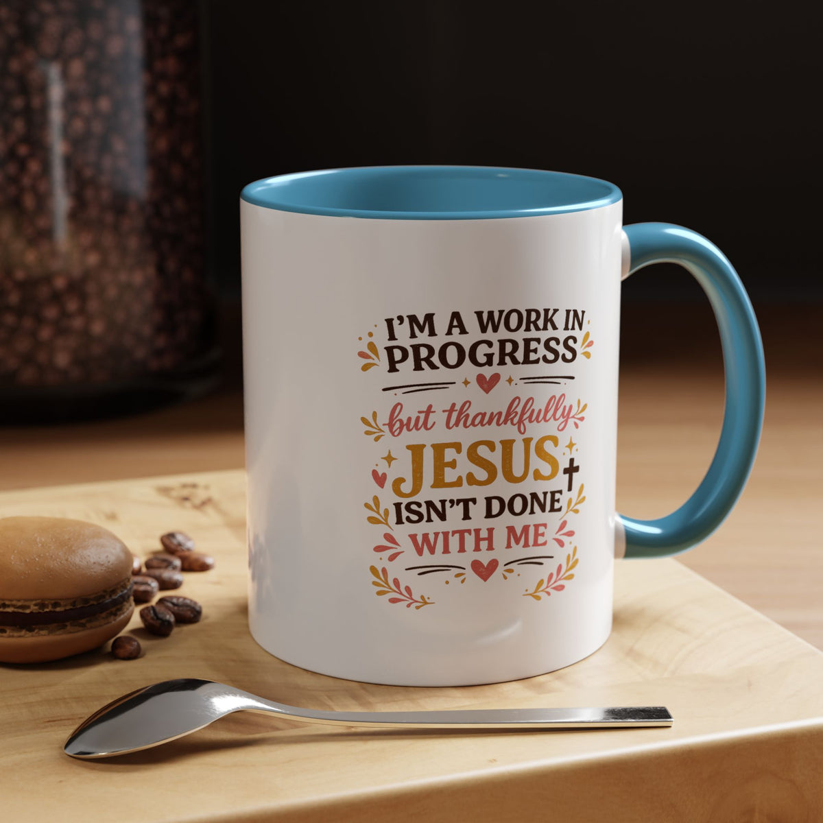 I'm a Work in Progress Christian Coffee Mug, Encouraging Faith Gift for Women, Inspirational Jesus Scriptures Ceramic Tea Cup, Religious Quote