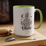 Personalized Snake Mug with Name, Celestial Serpent Coffee Cup, Custom Witchy Gift for Snake Lover, Gothic Botanical Birthday Gift