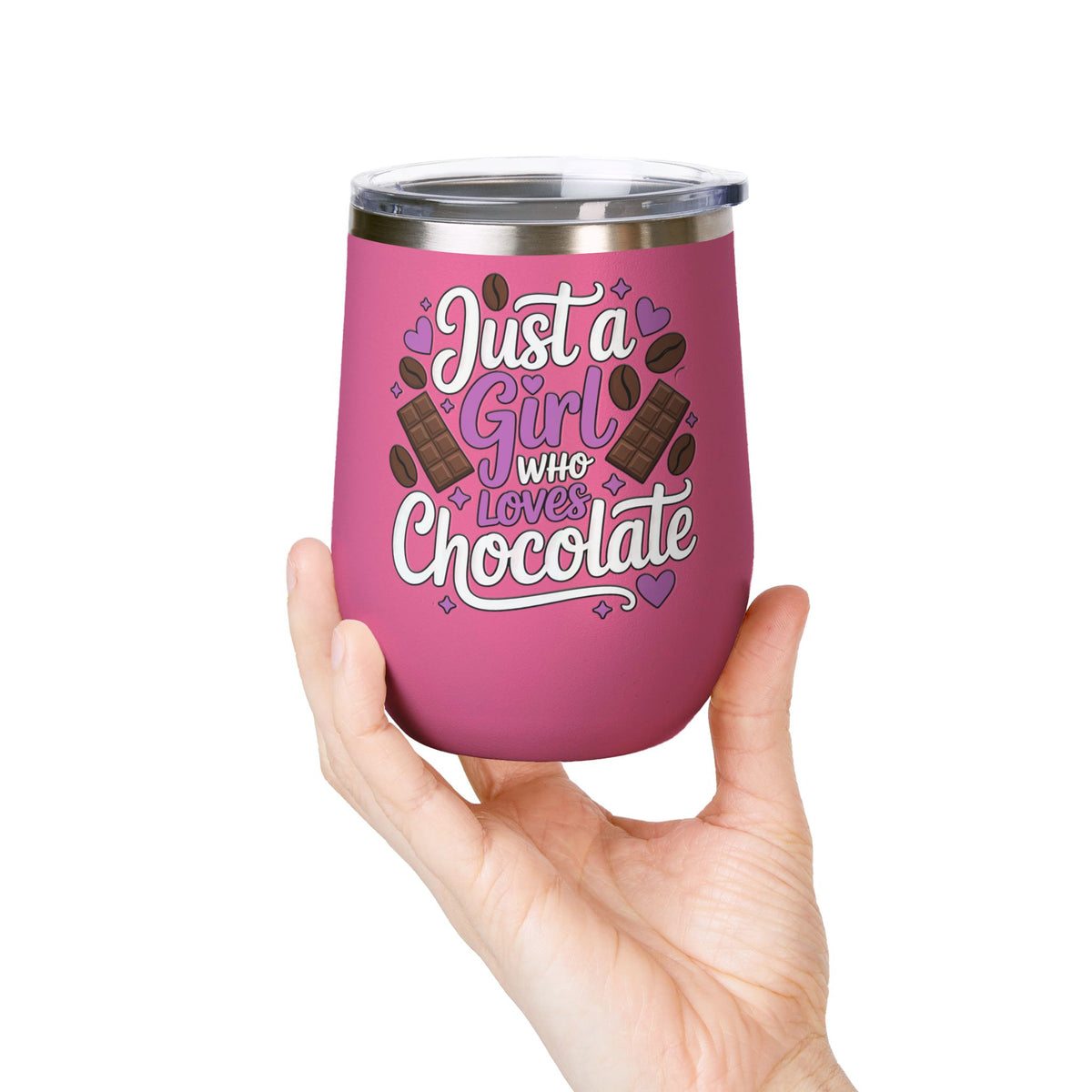 Chocolate Lover Wine Tumbler, Just a Girl Who Loves Chocolate, Cute Sweet Treat Tumbler, Dessert Lover Gift for Her, Coffee Lover Gift