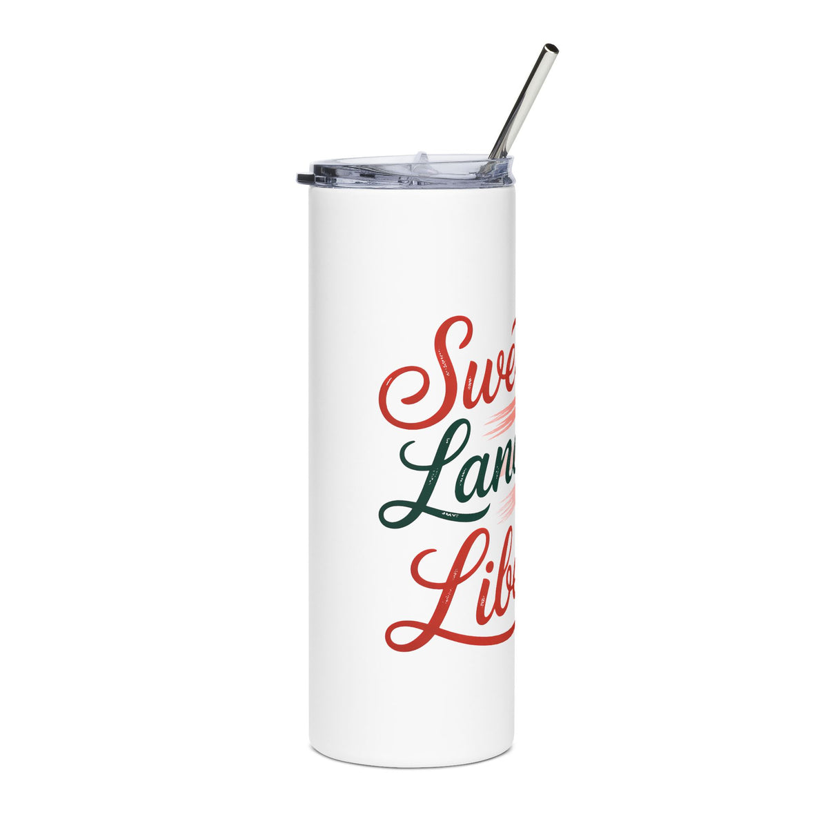 Sweet Land of Liberty Skinny Tumbler, Patriotic USA Drink Cup, 4th of July Gift, American Flag Drinkware, Independence Day Gift for Her