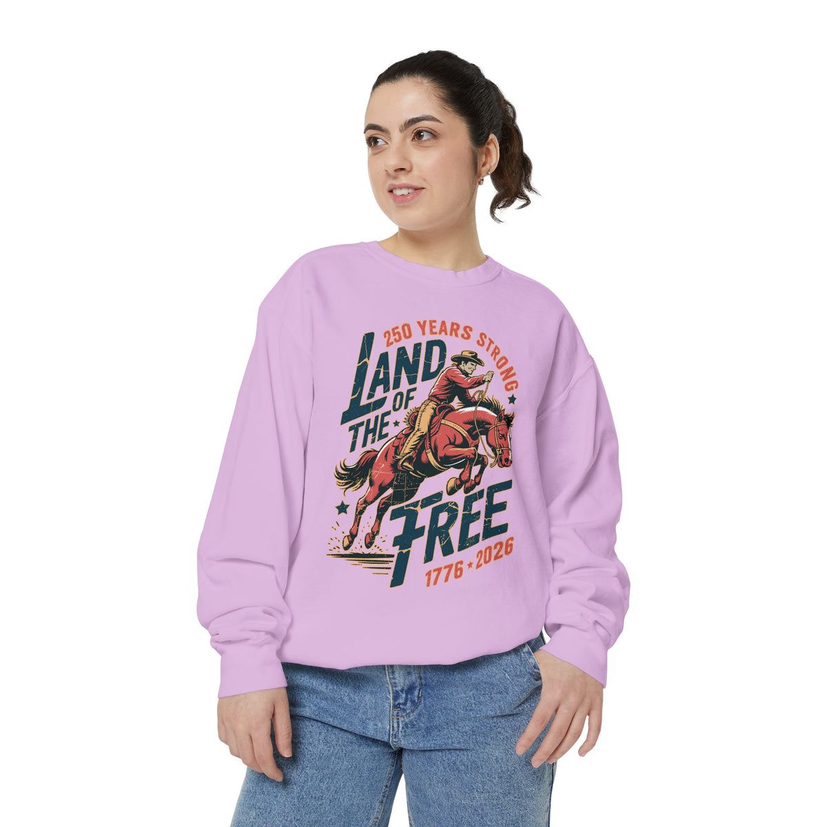 Land of the Free Comfort Colors Sweatshirt, Patriotic Cowboy Sweatshirt, Western Fourth of July Shirt, Americana Gift