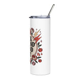 FAFO Skinny Tumbler, Retro Tattoo Roses and Lightning Bolts Travel Cup, Sarcastic Gift for Her, Sassy Coworker Gift, 20oz Stainless Steel