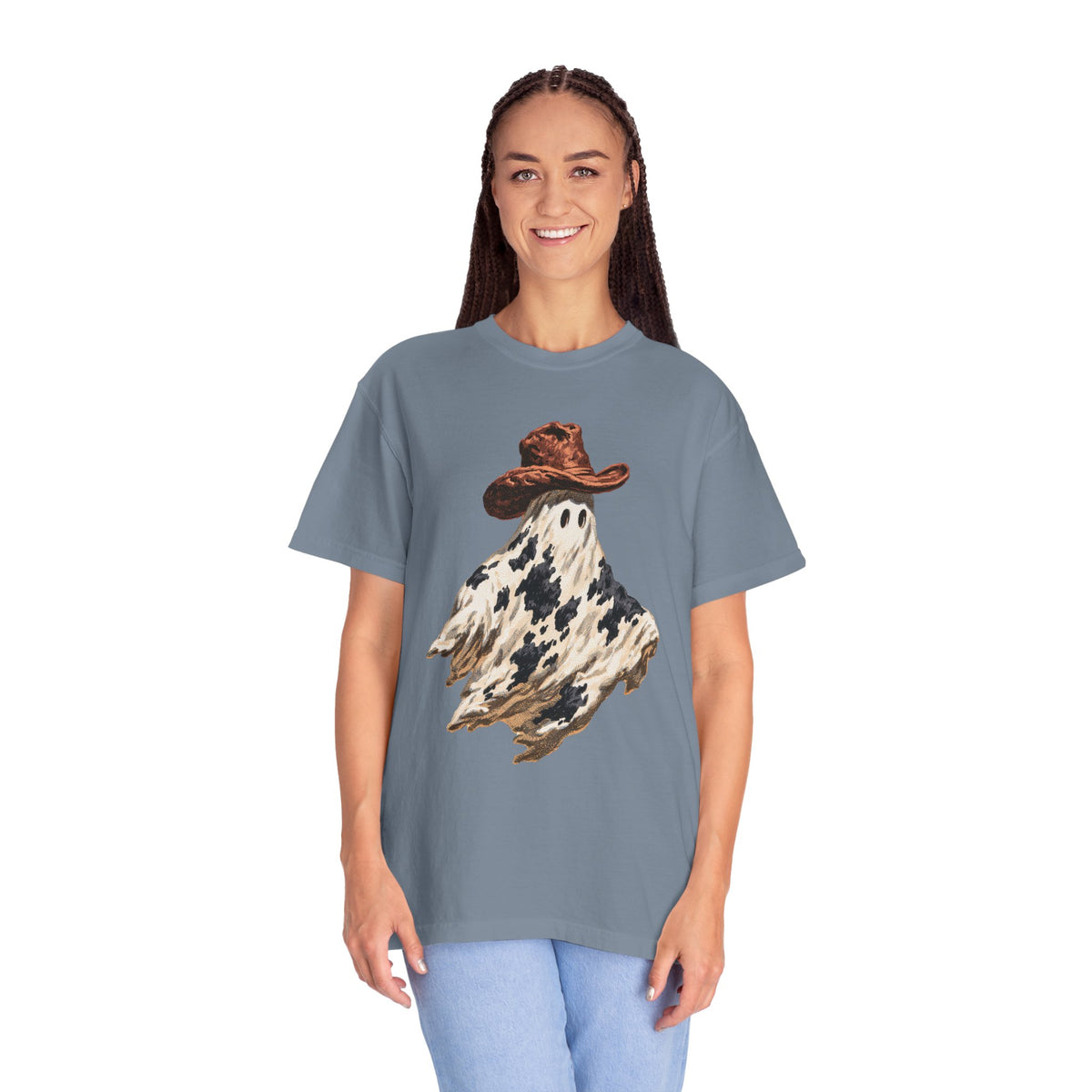 Western Ghost Halloween Shirt, Cowboy Hat Spooky Graphic Tee, Cute Vintage Fall Gift for Cowgirl, Country October Outfit for Women