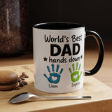 Personalized World's Best Dad Coffee Mug, Custom Handprint Dad Mug with Kids Names, Father's Day Gift for Dad, Gift from Children