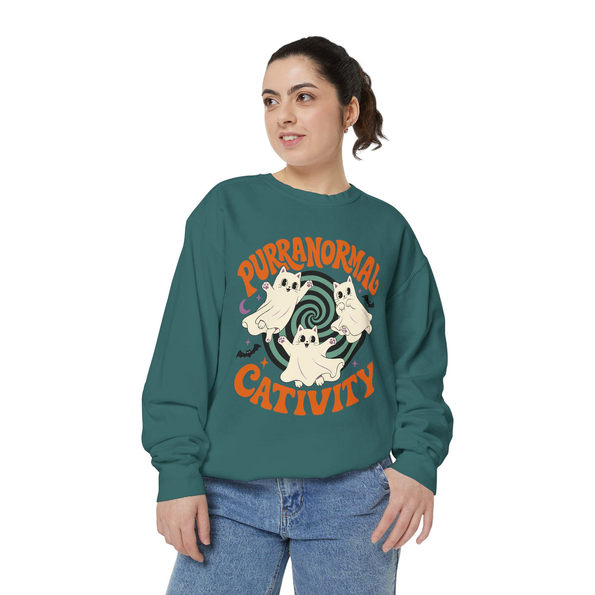 Purranormal Cativity Sweatshirt, Funny Halloween Cat Crewneck, Ghost Kitty Shirt for Cat Lover, Spooky Season Gift, Cute Fall Outfit