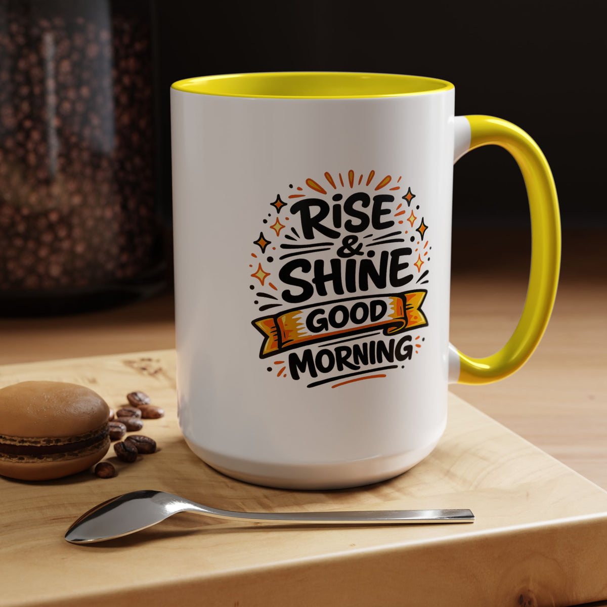 Rise and Shine Coffee Mug, Good Morning Motivational Cup, Cheerful Coworker Gift, Positive Office Desk Decor for Teacher or Coffee Lover