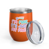 Funny Sarcastic Wine Tumbler, I'm Fine It's Just My Face Pastel Quote, Sassy Drinkware Gift for a Best Friend or Your Coworker's Birthday
