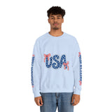 USA Patriotic Sweatshirt, American Flag Ribbon Pullover, Vintage Stars and Stripes Top, Fourth of July Outfit, Americana Gift for Women
