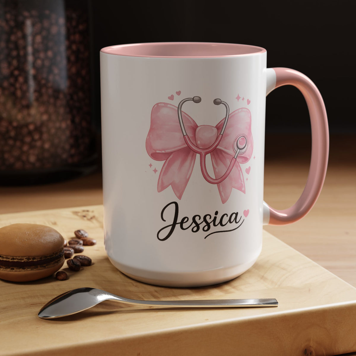 Personalized Nurse Mug, Custom Nurse Name Coffee Mug, Pink Stethoscope Gift, RN Appreciation Gift, Nurse Graduation Cup