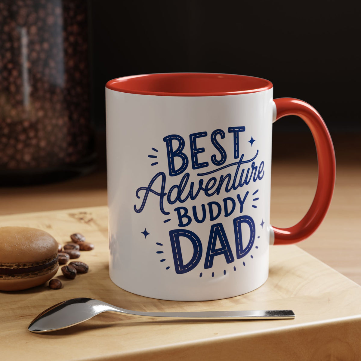 Best Adventure Buddy Dad Coffee Mug, Father's Day Gift from Kids, Travel and Hiking Outdoor Papa Ceramic Tea Cup with Black Handle