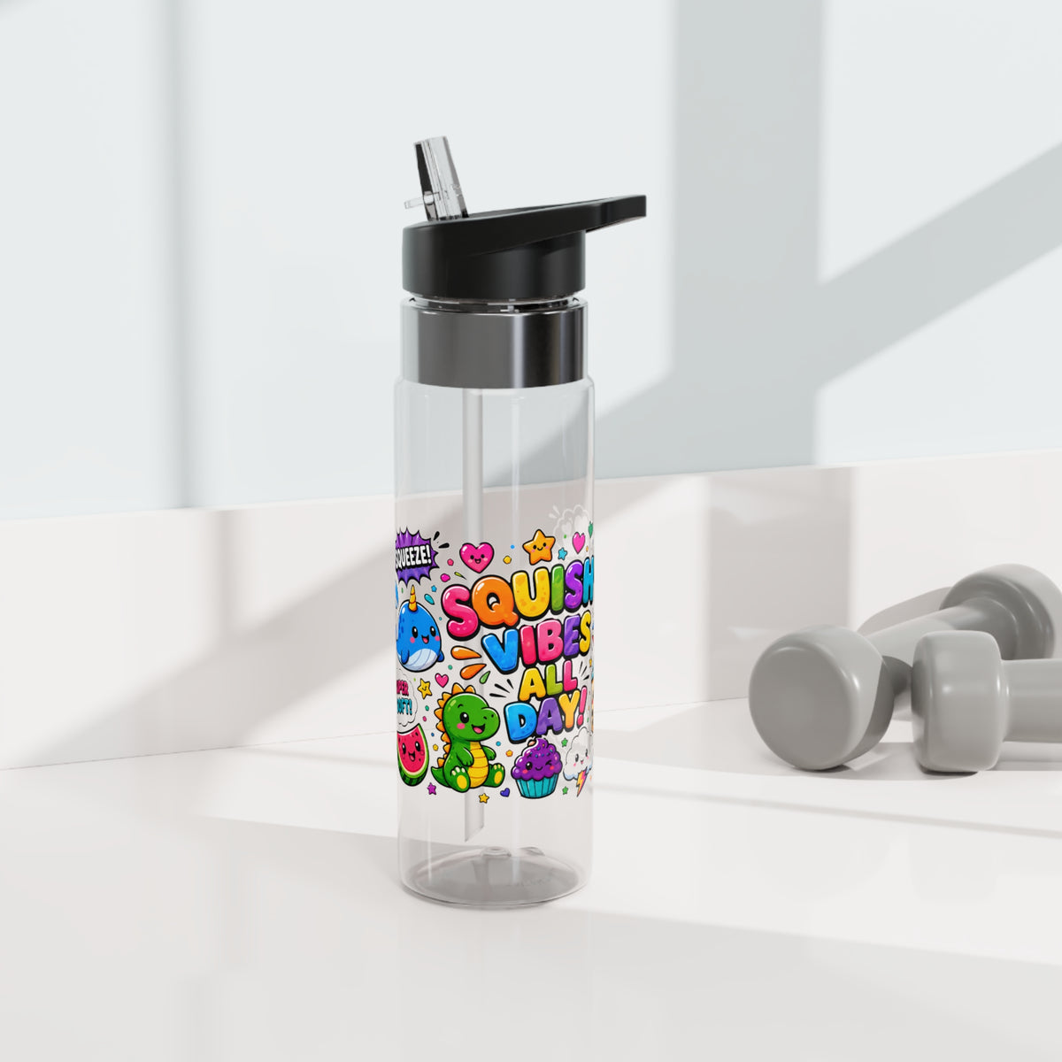 Kids Water Bottle, Colorful Squishy Vibes Drink Bottle, Cute School Water Bottle, Kawaii Gift for Kids, Back to School Gift