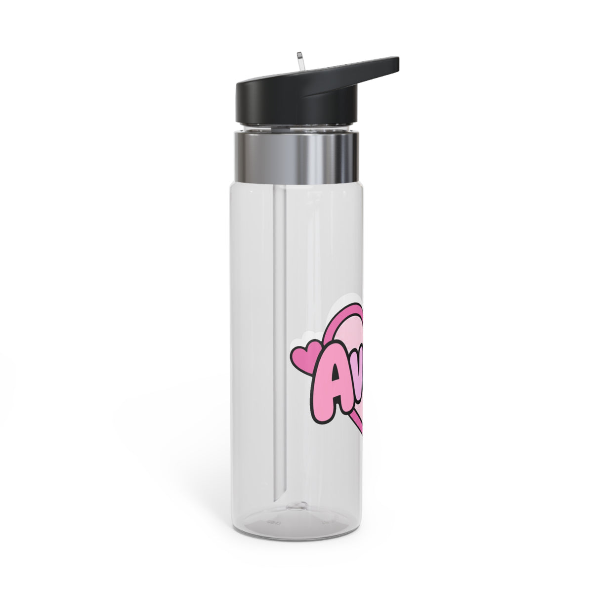 Personalized Pink Purple Water Bottle, Custom Name Drink Bottle with Hearts, Cute School Bottle for Girls, Birthday Gift for Her