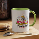 Rise and Slay Motivational Mug, Positive Quote Coffee Cup, Inspirational Gift for Her, Coworker Encouragement, Morning Routine Drinkware