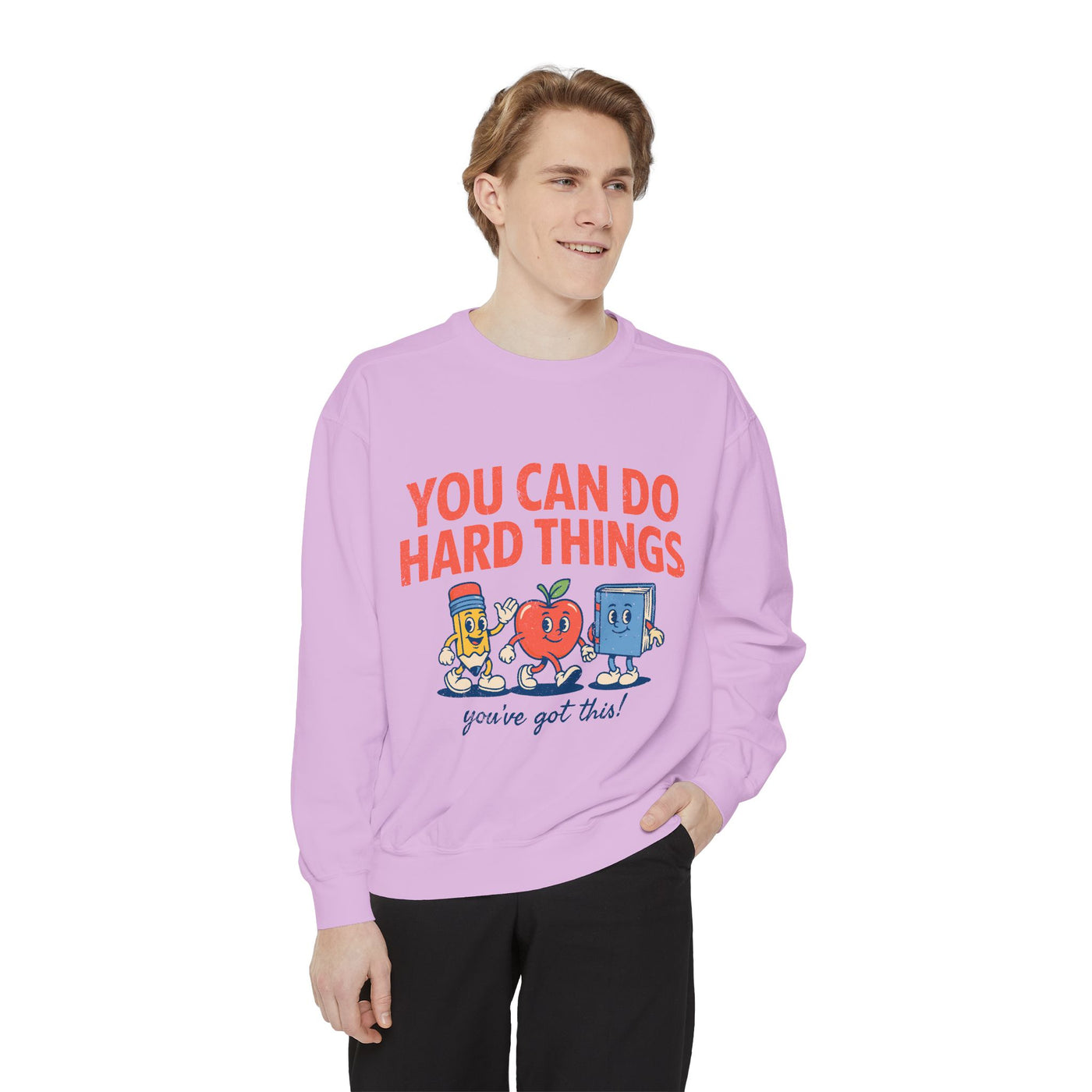 You Can Do Hard Things Teacher Sweatshirt, Motivational School Graphic Crewneck, Positive Classroom Gift for Educators