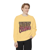 Merry Christmas Leopard Print Sweatshirt, Trendy Holiday Crewneck, Cheetah Lettering Pullover, Festive Gift for Women, Mom or Teacher