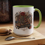 Vintage Patriotic Floral Coffee Mug, Liberty Stars and Blooms Mug, Americana Rose Art Cup, Fourth of July Gift, USA Lover Mug