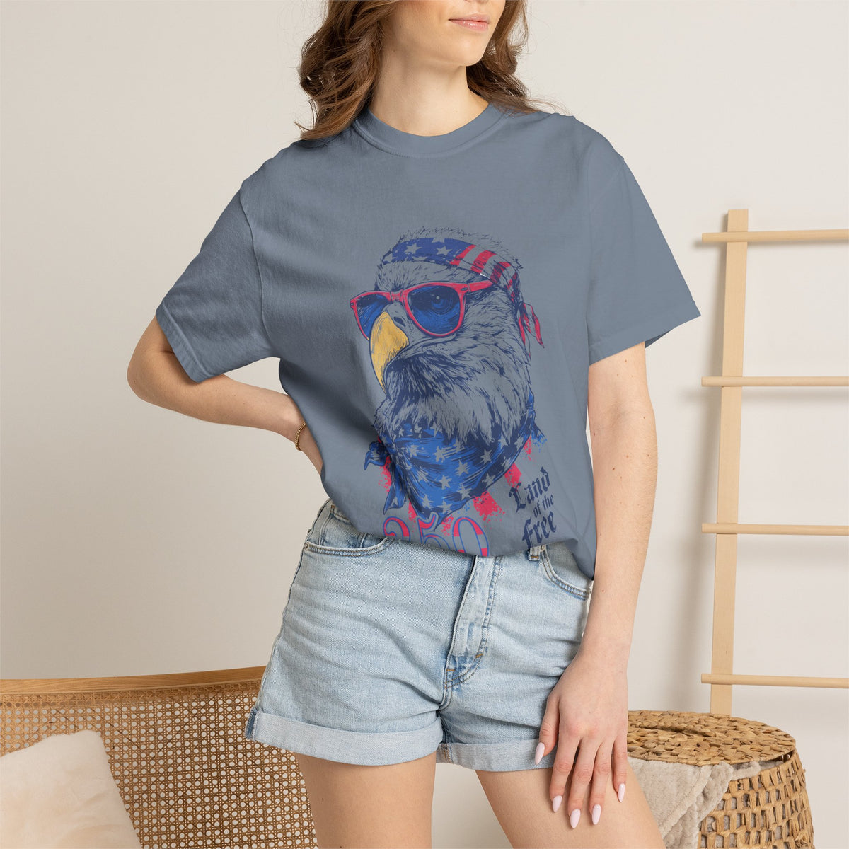 Patriotic Eagle Graphic T Shirt, Vintage America 250 Tee, Land of the Free Shirt, Fourth of July USA Graphic Tee for Men Women