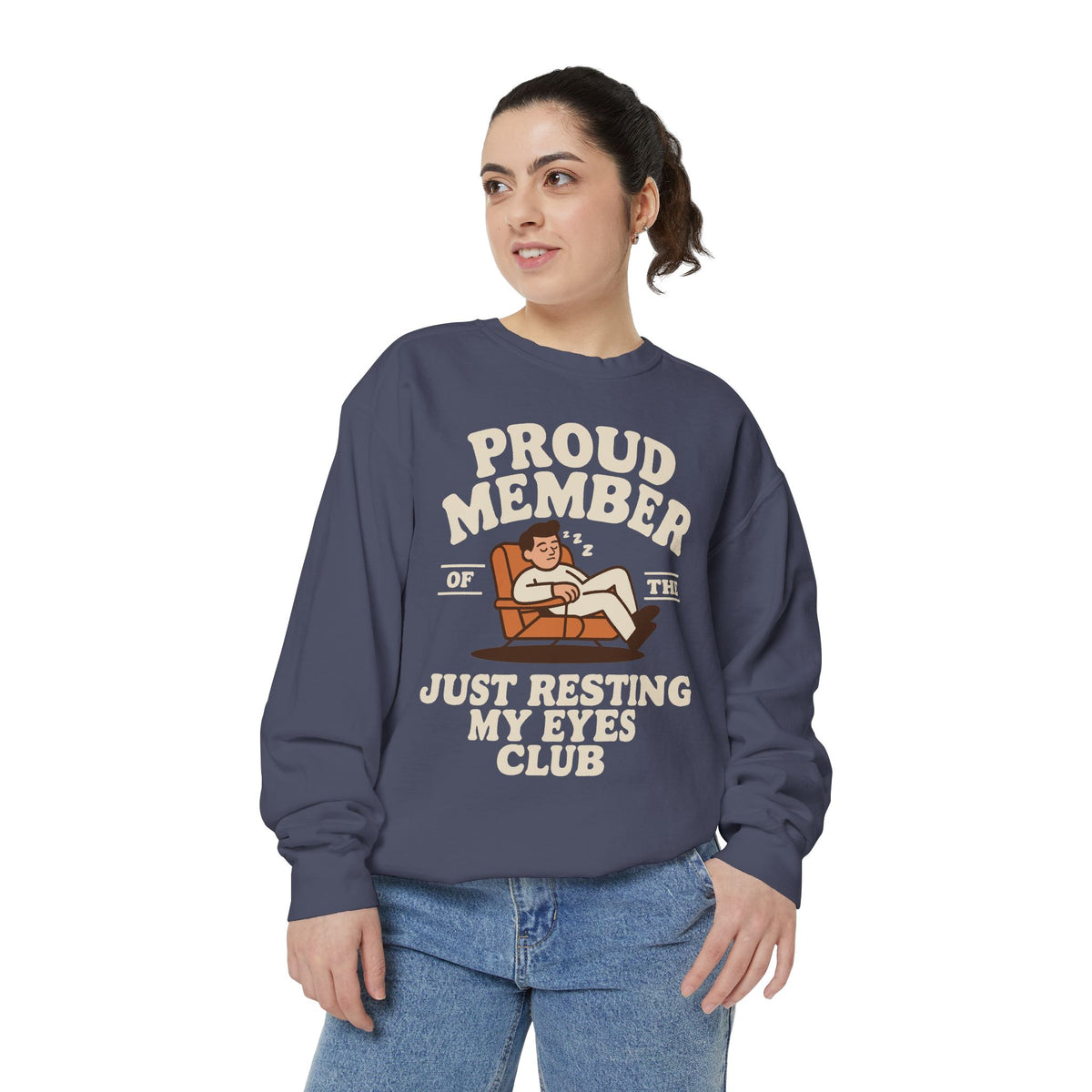 Funny Just Resting My Eyes Club Comfort Colors Sweatshirt, Tired Parent Crewneck, Sleep Lover Gift, Introvert Humor Pullover