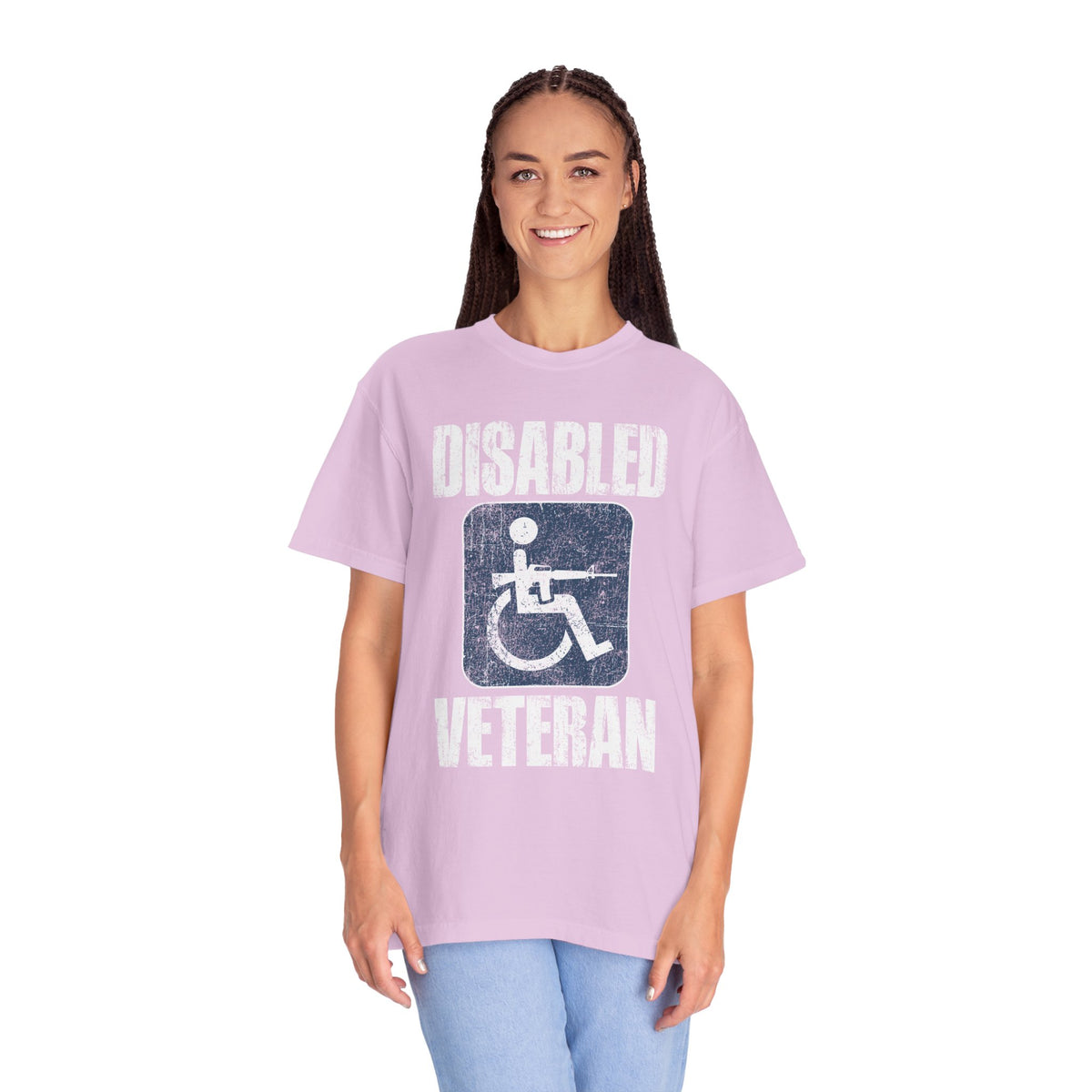 Disabled Veteran Shirt, Distressed Wheelchair and Rifle Graphic, Military Service Pride, Veterans Day Gift and Everyday Casual Wear