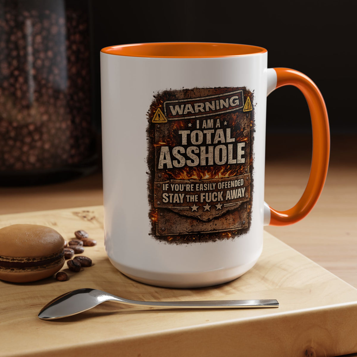 Funny Adult Humor Mug, Warning Total Asshole Coffee Mug, Sarcastic Gift for Men, Offensive Humor Cup, Funny Friend Gift