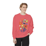 Retro Floral Graphic Sweatshirt, Colorful Botanical Pullover for Flower Lovers, Mid Century Garden Top, Cheerful Nature Gift for Her