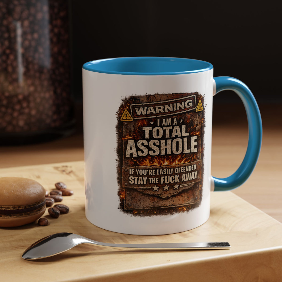 Funny Adult Humor Mug, Warning Total Asshole Coffee Mug, Sarcastic Gift for Men, Offensive Humor Cup, Funny Friend Gift