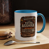 Funny Adult Humor Mug, Warning Total Asshole Coffee Mug, Sarcastic Gift for Men, Offensive Humor Cup, Funny Friend Gift