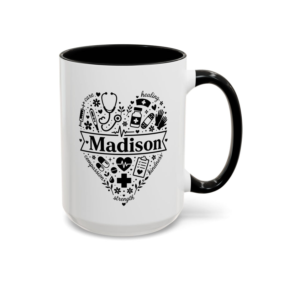 Personalized Nurse Coffee Mug, Custom Nurse Name Gift, RN Appreciation Mug, Nursing Graduation Gift, Healthcare Worker Coffee Cup