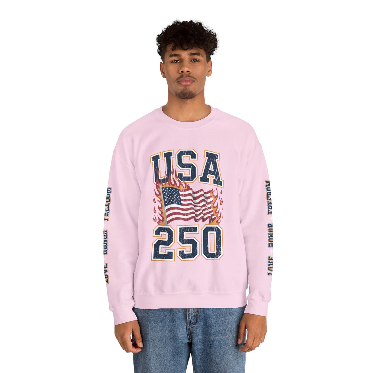 USA 250 Sweatshirt, American Flag Crewneck, Patriotic Pullover, USA 250th Anniversary Gift, Fourth of July Shirt, Americana Top