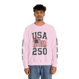 USA 250 Sweatshirt, American Flag Crewneck, Patriotic Pullover, USA 250th Anniversary Gift, Fourth of July Shirt, Americana Top