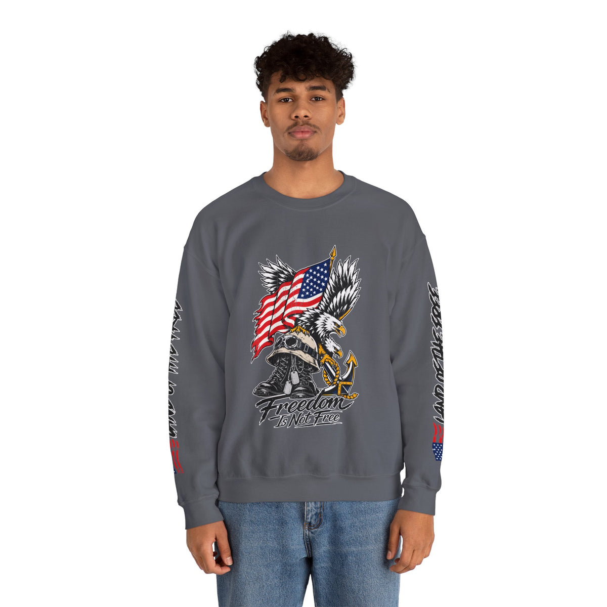 Freedom Is Not Free Sweatshirt, Patriotic Eagle Pullover, American Flag Military Style, Veterans Gift, USA Pride, Americana Clothing