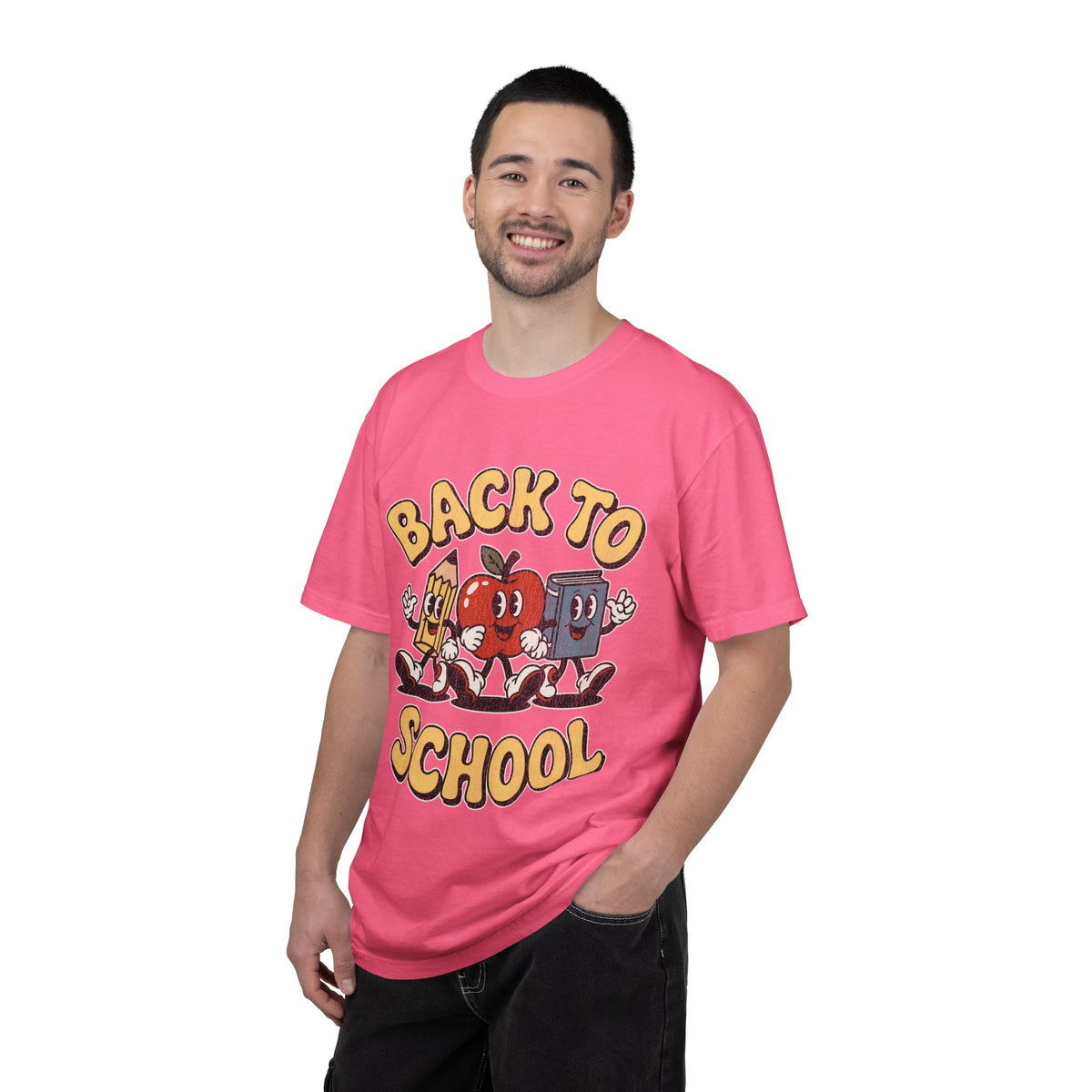 Back to School T-Shirt, Retro Apple Pencil and Book Graphic Tee, Teacher Shirt, First Day Classroom Outfit, Educator Gift, School Staff Top