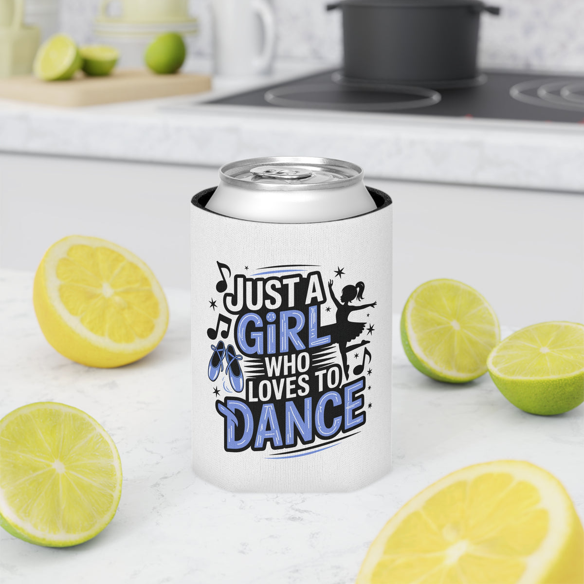 Dance Lover Can Cooler, Just a Girl Who Loves to Dance, Cute Dancer Drink Holder, Ballet Gift for Her, Ballerina Party Favor, Dance Gift